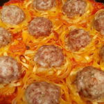 Гнезда из макарон с фаршем
