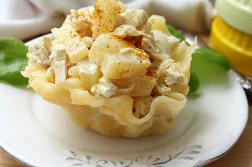 Необычные и вкусные салатные сырные корзиночки
