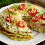 Рецепт мясного торта с овощами