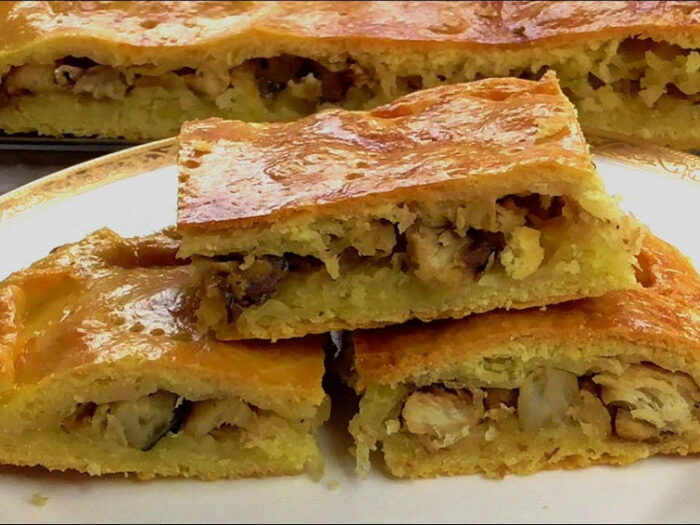 Пирог с сайрой и картофелем