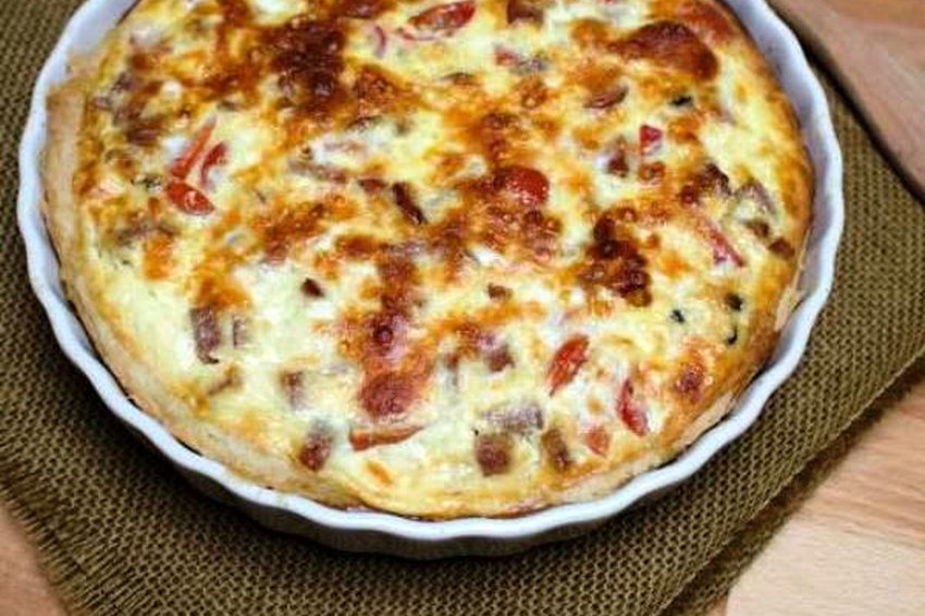 Заливной пирог с грибами и сыром