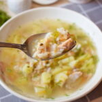 Постный рыбный суп с рисом и горошком