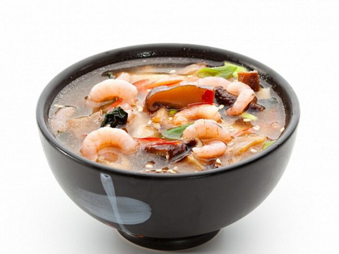 Вкусный мисо суп с креветками