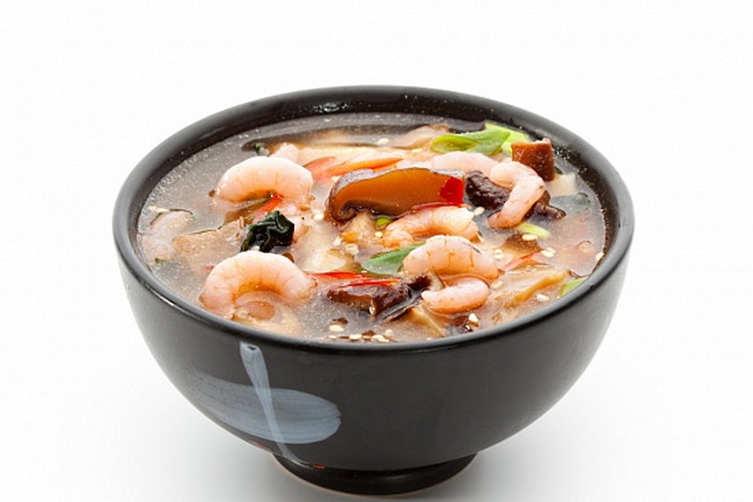 Вкусный мисо суп с креветками